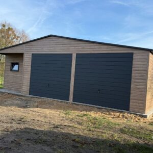 Garaż Drewnopodobny 10×6 Dąb Bielony z Wnęką
